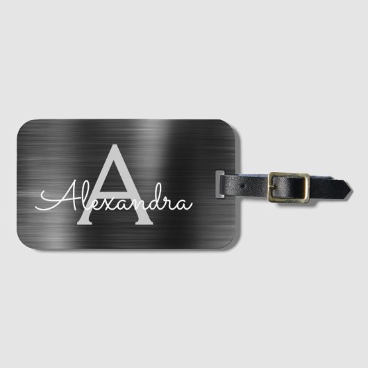Name und Anfangsbuchstabe des schwarzen gebürstete Gepäckanhänger (Vorderseite (Horizontal))