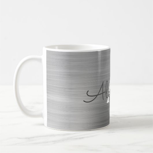 Name und Anfangsbuchstabe des Silver Metallic Mono Kaffeetasse (Links)