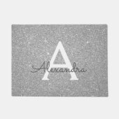 Name und Anfangsbuchstabe des Silver Sparkle Glitz Fußmatte (Vorderseite)