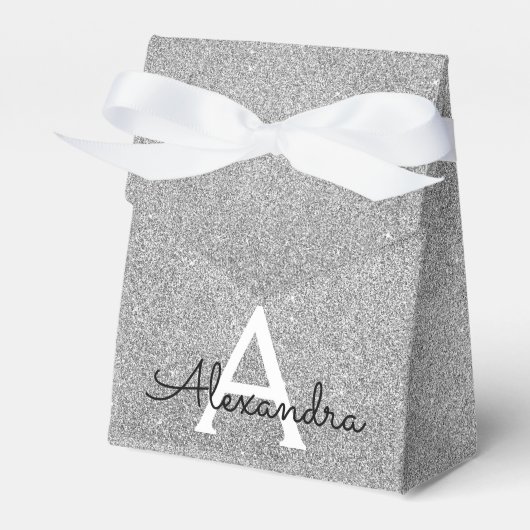 Name und Anfangsbuchstabe des Silver Sparkle Glitz Geschenkschachtel (Vorderseite)