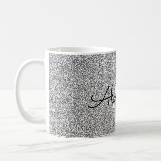 Name und Anfangsbuchstabe des Silver Sparkle Glitz Kaffeetasse (Links)