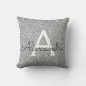 Name und Anfangsbuchstabe des Silver Sparkle Glitz Kissen (Vorderseite)