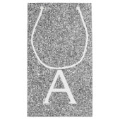 Name und Anfangsbuchstabe des Silver Sparkle Glitz Kleine Geschenktüte (Rückseite)