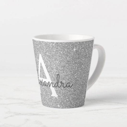 Name und Anfangsbuchstabe des Silver Sparkle Glitz Milchtasse (Rechte Ecke)