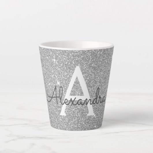 Name und Anfangsbuchstabe des Silver Sparkle Glitz Milchtasse (Vorderseite)