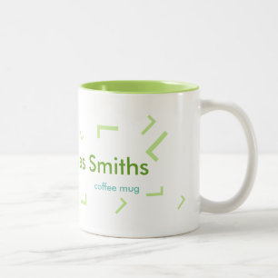 Name und Anfangsbuchstabe, grüne Typografie cool Zweifarbige Tasse