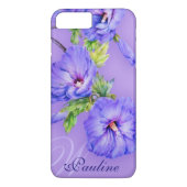 Name und Anfangsbuchstabe Hibiskus Blau lila Telef Case-Mate iPhone Hülle (Rückseite)