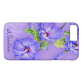 Name und Anfangsbuchstabe Hibiskus Blau lila Telef Case-Mate iPhone Hülle (Rückseite (Horizontal))