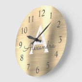 Name und Anfangsbuchstaben des Metallic Monogramms Große Wanduhr (Winkel)