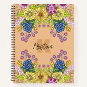 Name und Anfangsbuchstaben handGezeichnet Blume Notizblock (Vorderseite)