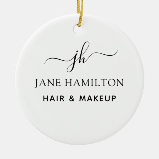 Name und Anfangsbuchstaben Keramik Ornament (Vorne)