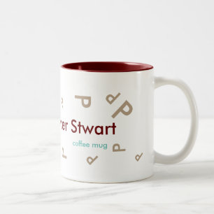 Name und Anfangsbuchstaben, Typografie und coole Zweifarbige Tasse