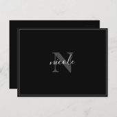 Name und Anfangsfarbe Schwarz und Weiß Moderne Min Postkarte (Vorne/Hinten)