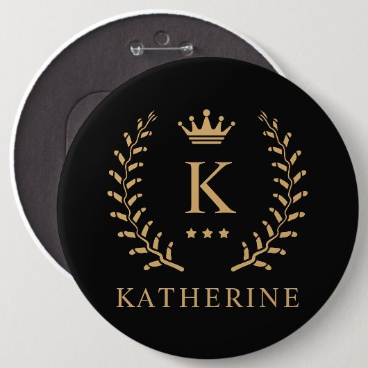 Name und Anfangssilbe Schwarz-weiß Button (Vorne & Hinten)