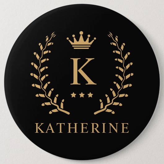 Name und Anfangssilbe Schwarz-weiß Button (Vorderseite)