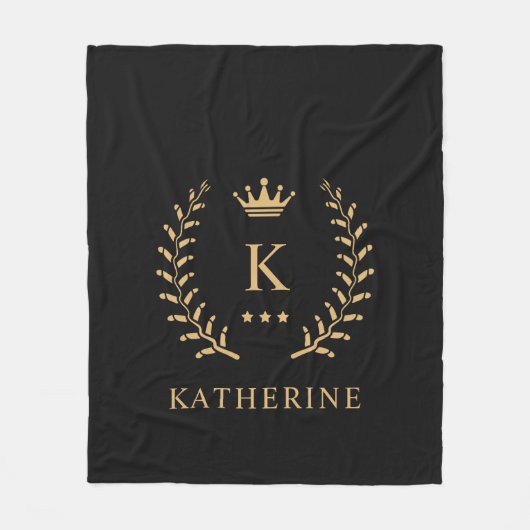 Name und Anfangssilbe Schwarz-weiß Fleecedecke (Vorderseite)