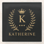 Name und Anfangssilbe Schwarz-weiß Glasuntersetzer (Vorderseite)