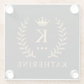 Name und Anfangssilbe Schwarz-weiß Glasuntersetzer (Rückseite)