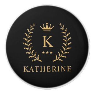 Name und Anfangssilbe Schwarz-weiß Keramikknauf