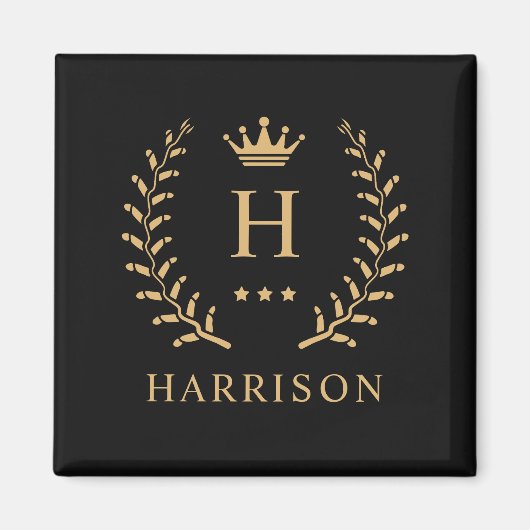 Name und Anfangssilbe Schwarz-weiß Magnet (Vorne)