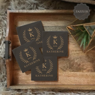 Name und Anfangssilbe Schwarz-weiß Steinuntersetzer