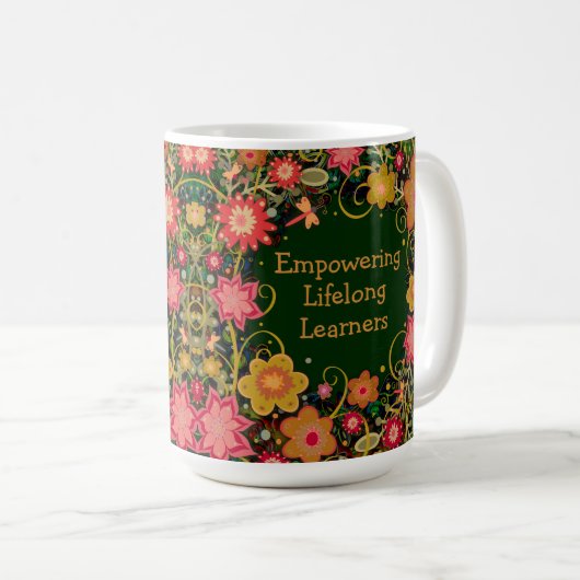Name und Angebot des Hübschen Blumenlehrers Kaffeetasse (VorderseiteRechts)
