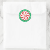Name und Anschrift | Candy Cane Sparkle Runder Aufkleber (Tasche)