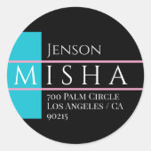 Name und Anschrift der DIREKTION / Bright Blue, Bl Runder Aufkleber (Vorderseite)