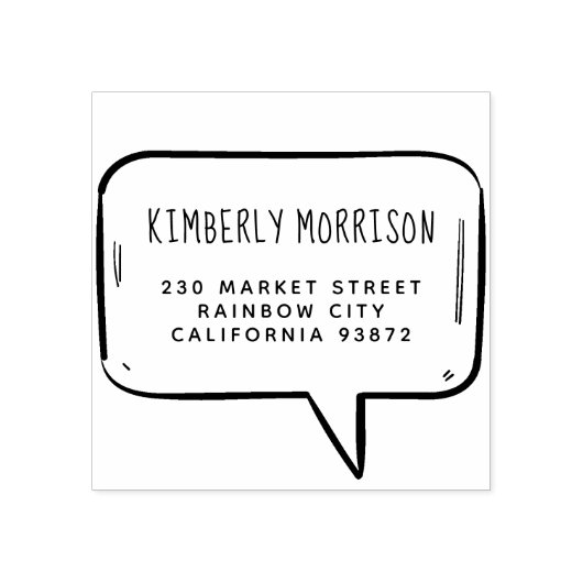 Name und Anschrift der Sprechblase Gummistempel (Prägung)