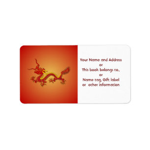 Name und Anschrift des chinesischen Red Gold Drago Adressaufkleber