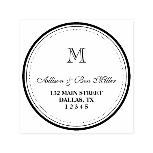 Name und Anschrift des eleganten Circle Monogram Permastempel (Design)
