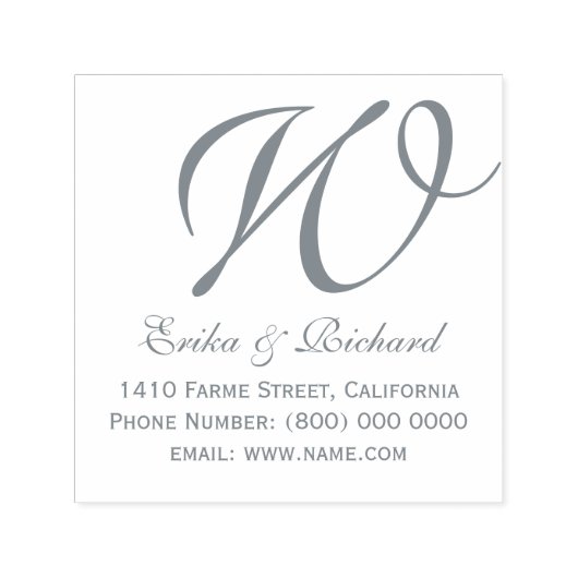 Name und Anschrift des Paares Monogramm grau Permastempel (Design)