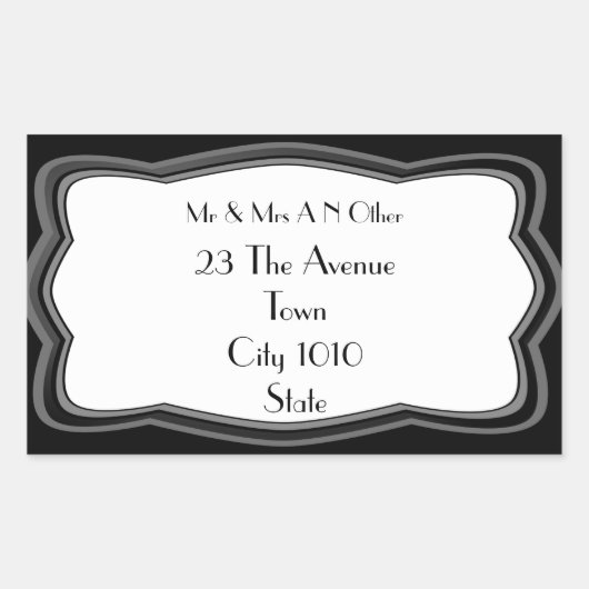 Name und Anschrift des Silver-Frame-Designs Rechteckiger Aufkleber (Vorderseite)