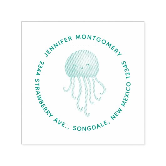 Name und Anschrift von niedlichen und Fun Jellyfis Permastempel (Design)