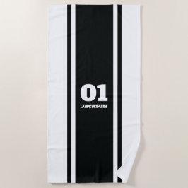 Name und Anzahl der schwarzen und weißen Sportstre Strandtuch