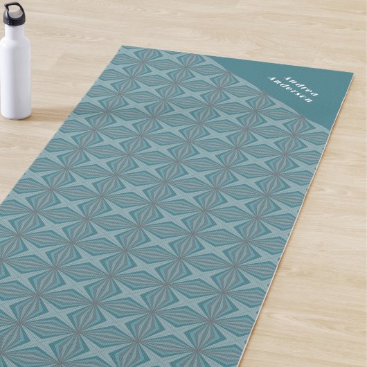 Name und Aquamarines Retro-Muster Yogamatte