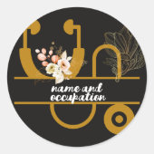 Name und Beruf der Krankenschwester und des Arztes Runder Aufkleber (Vorderseite)