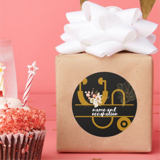 Name und Beruf der Krankenschwester und des Arztes Runder Aufkleber (Party)