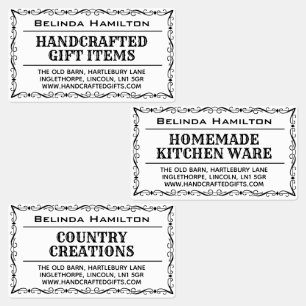 Name und Beschreibung des Crafter-Produkts auf ein Etiketten