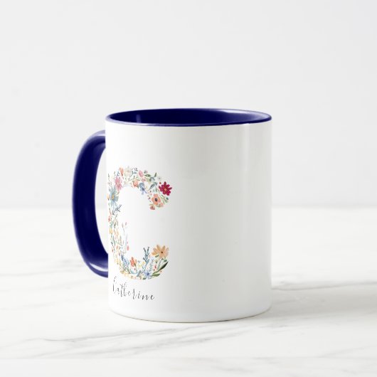 Name und Buchstabe C Monogramm Tasse (Vorderseite Links)