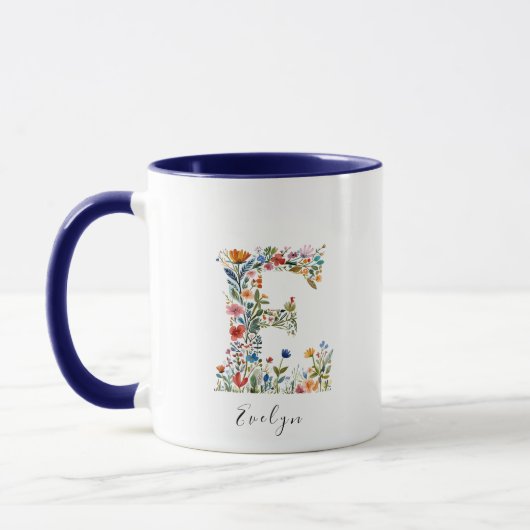 Name und Buchstabe E Monogramm-Tasse der Wasserfar Tasse (Links)