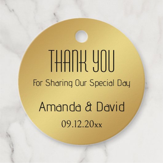 Name und Datum anpassen Gold Vielen Dank für Ihre  Geschenkanhänger (Vorderseite)