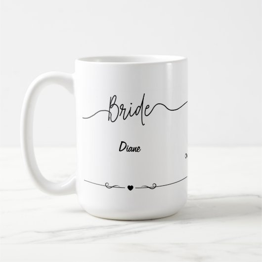 Name und Datum der Braut und des Gräuels (RT-Bräut Kaffeetasse (Links)