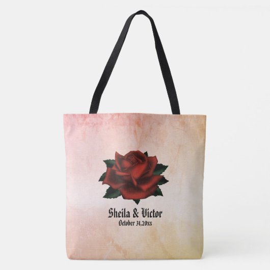 Name und Datum der gotischen Rote Rose Tasche (Vorderseite)