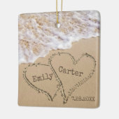 Name und Datum der Hochzeit am Strand Keramikornament (Links)