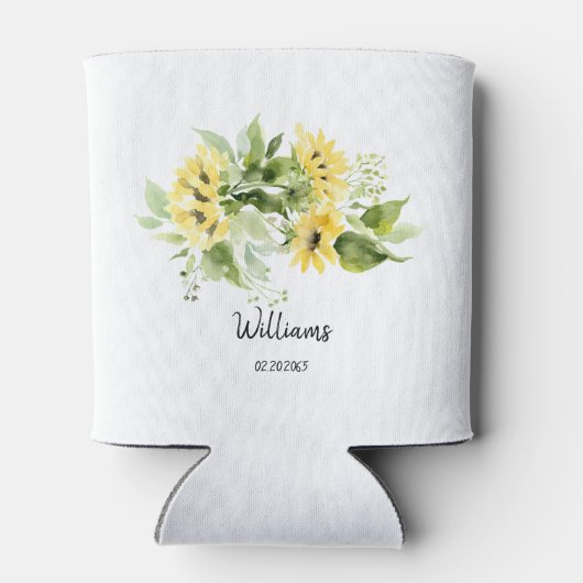 Name und Datum der Hochzeitssonnenblume können käl Dosenkühler (Rückseite)