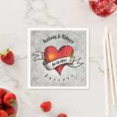 Name und Datum der modernen Red Heart Add-Namen Serviette (Beispiel)