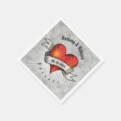 Name und Datum der modernen Red Heart Add-Namen Serviette (Ecke)