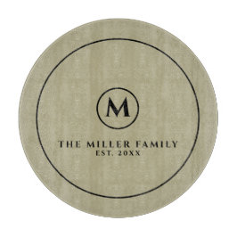 Name und Datum der Monogramm-Familie | Sage & Blac Schneidebrett