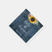 Name und Datum der Sonnenblumenleuchten aus blauem Serviette (Ecke)